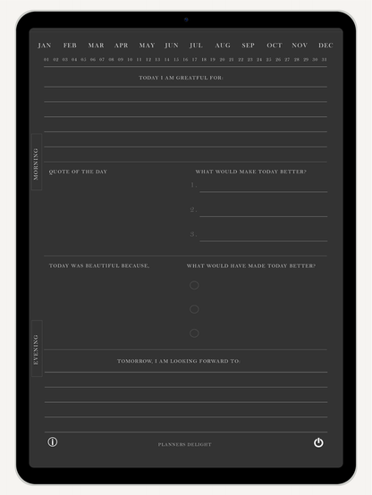Get Ready With Historia | 365 Daily Digital Gratitude Journal Dark