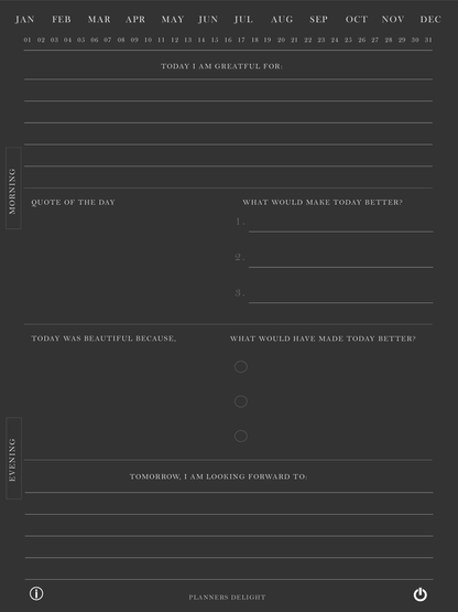 Get Ready With Historia | 365 Daily Digital Gratitude Journal Dark